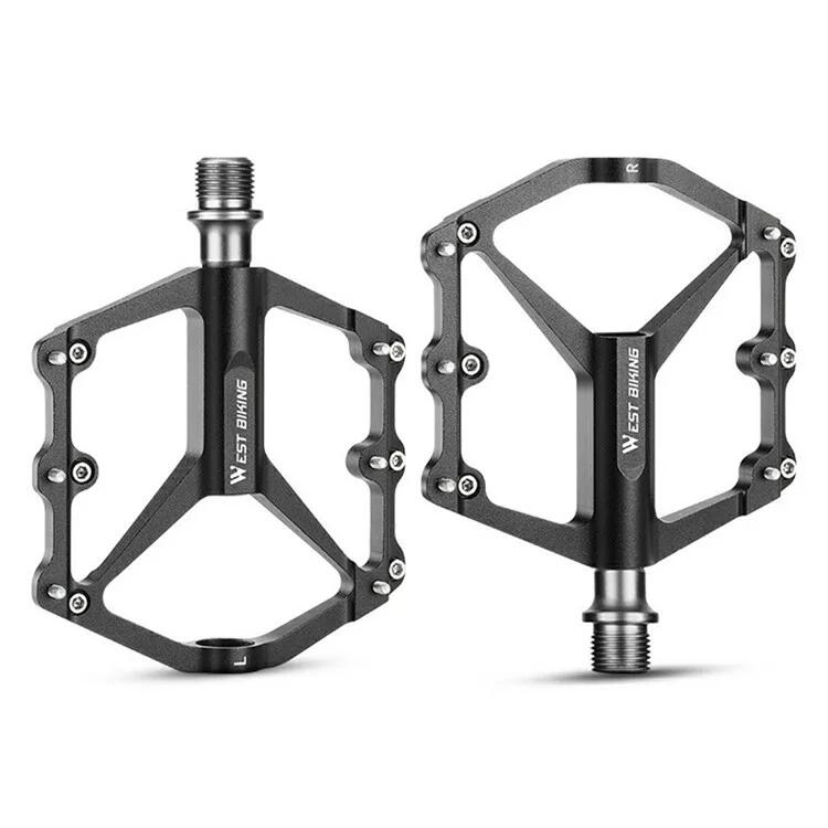 WEST BIKING Lichtgewicht aluminiumlegering fietspedalen met 3 lagers - zwart