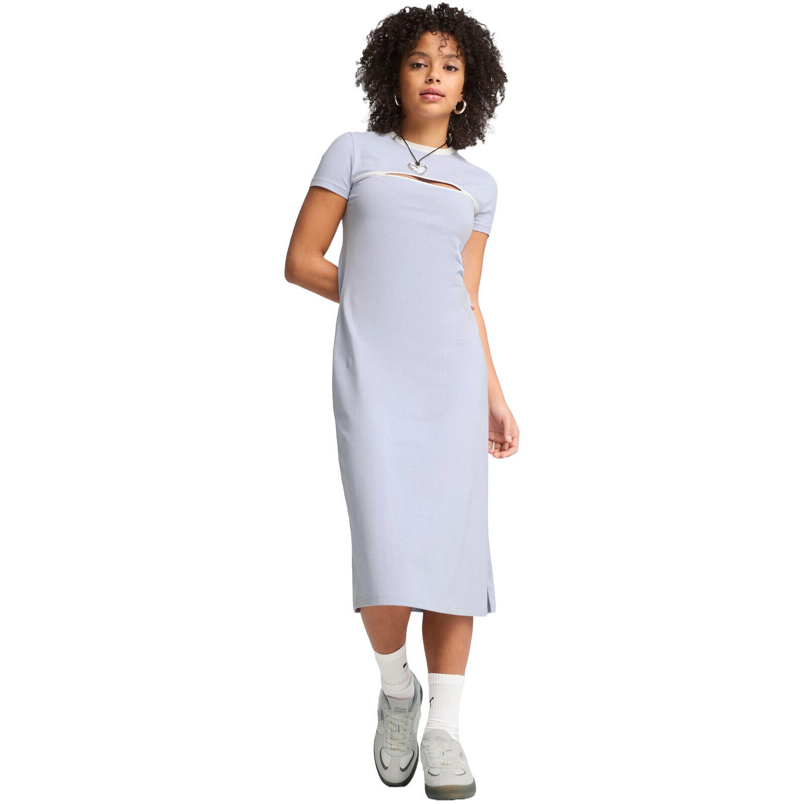PUMA Vestir Puma Wardrobe Ess Midi Cut-out Dress, Azul, Mulheres