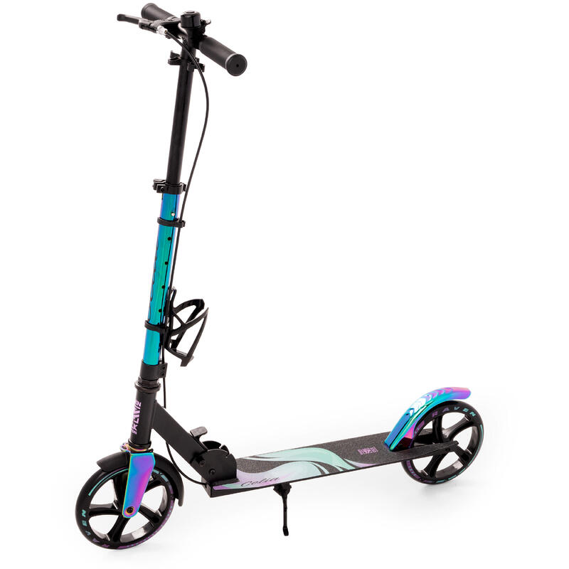 Skládací koloběžka Raven Celia BLACK Neo Chrome s ruční brzdou ABEC9 200mm