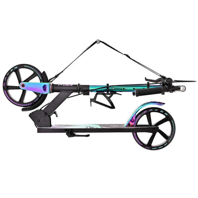 Skládací koloběžka Raven Celia BLACK Neo Chrome s ruční brzdou ABEC9 200mm