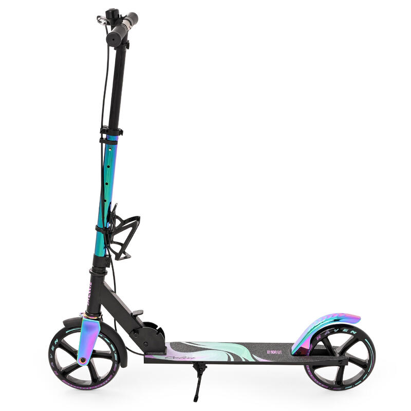 Skládací koloběžka Raven Celia BLACK Neo Chrome s ruční brzdou ABEC9 200mm