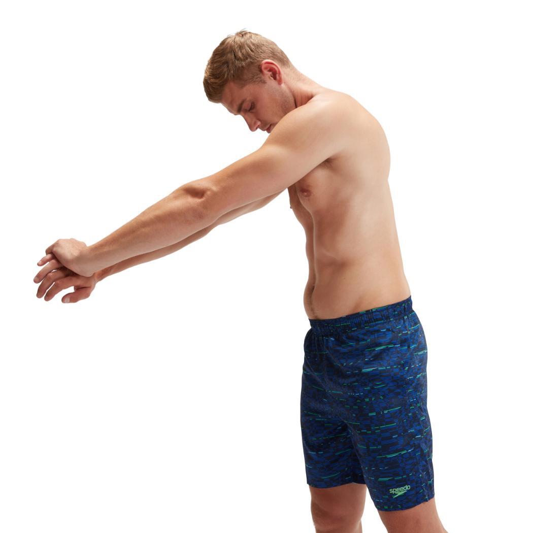 Speedo Badeshort HYBRID Logo 18" – Aus Recyceltem Polyester, Mit Mesh-Innenslip, Schnelltrocknend, Blau (Gr. S)
