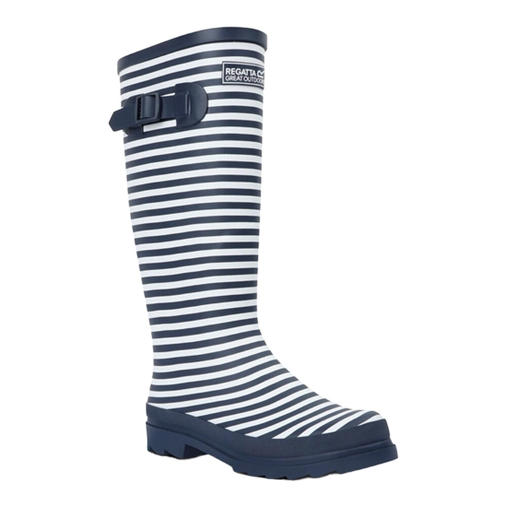 Womens/Ladies Fairweather III Contrast Striped Wellington Boots (Navy/White) 1/5