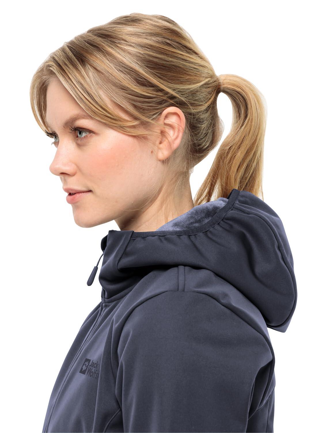 Giacca Softshell Jack Wolfskin Windhain con Cappuccio per Donna - Delfino XL 6/7