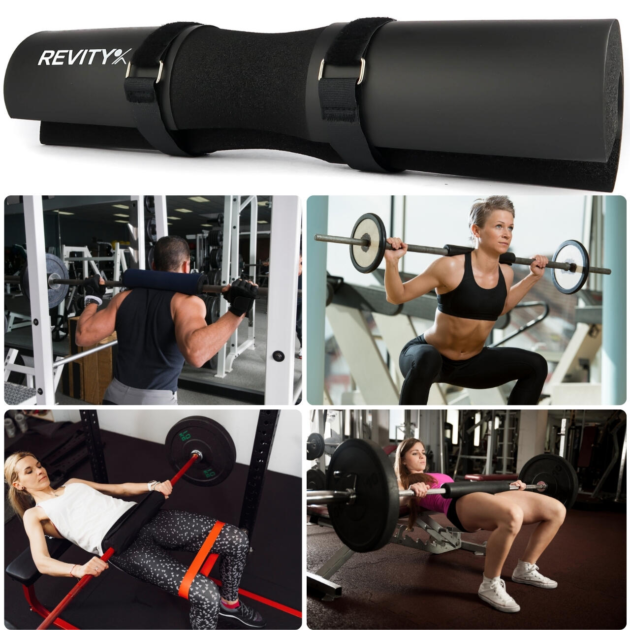 Squat Pad per bilanciere collo e hip thrust con cinghie REVITY 7/7