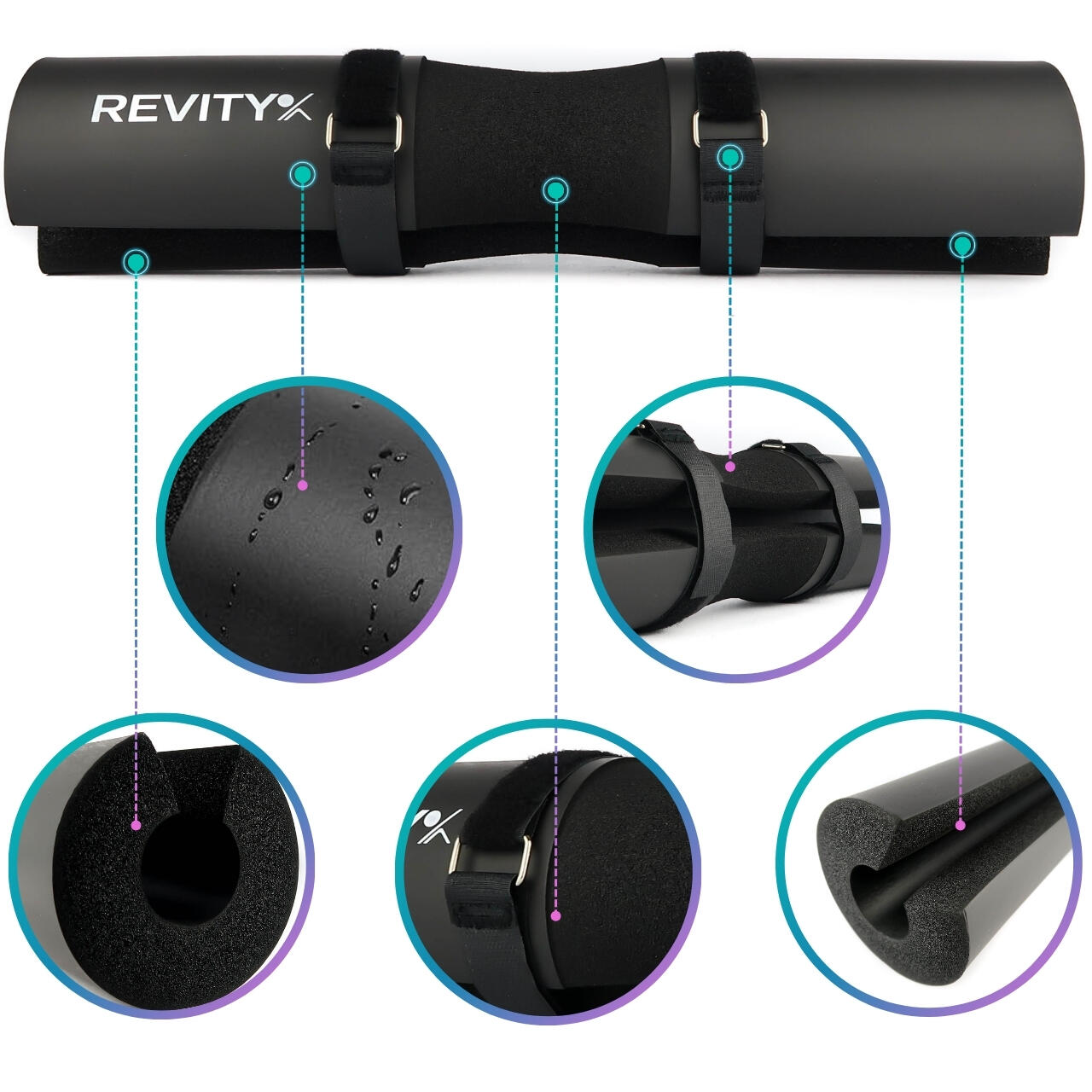 Squat Pad per bilanciere collo e hip thrust con cinghie REVITY 3/7
