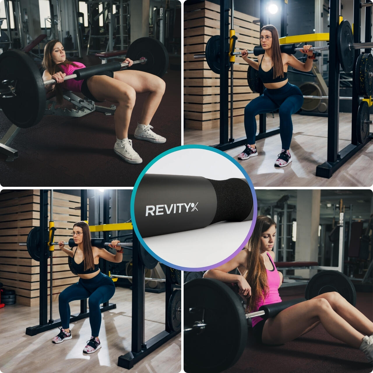 Squat Pad per bilanciere collo e hip thrust con cinghie REVITY 4/7