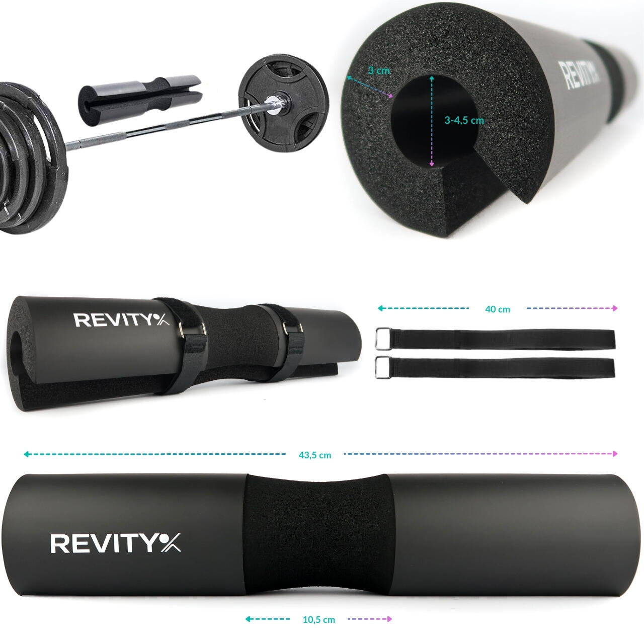 Squat Pad per bilanciere collo e hip thrust con cinghie REVITY 5/7