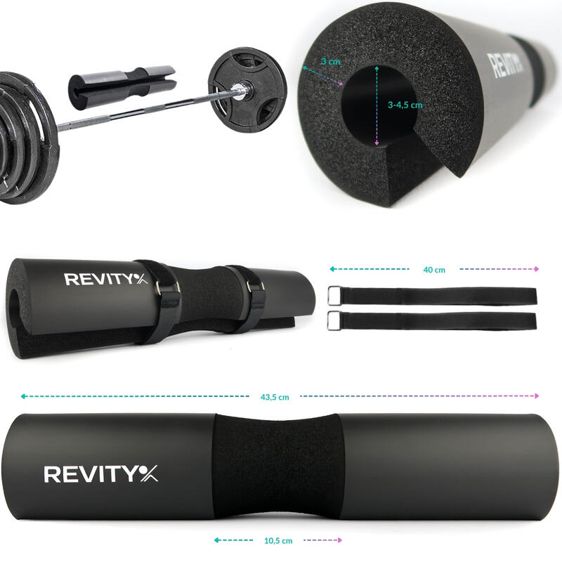 Manșon Squat Pad pentru bară cu curele pentru genuflexiuni și hip thrust Revity