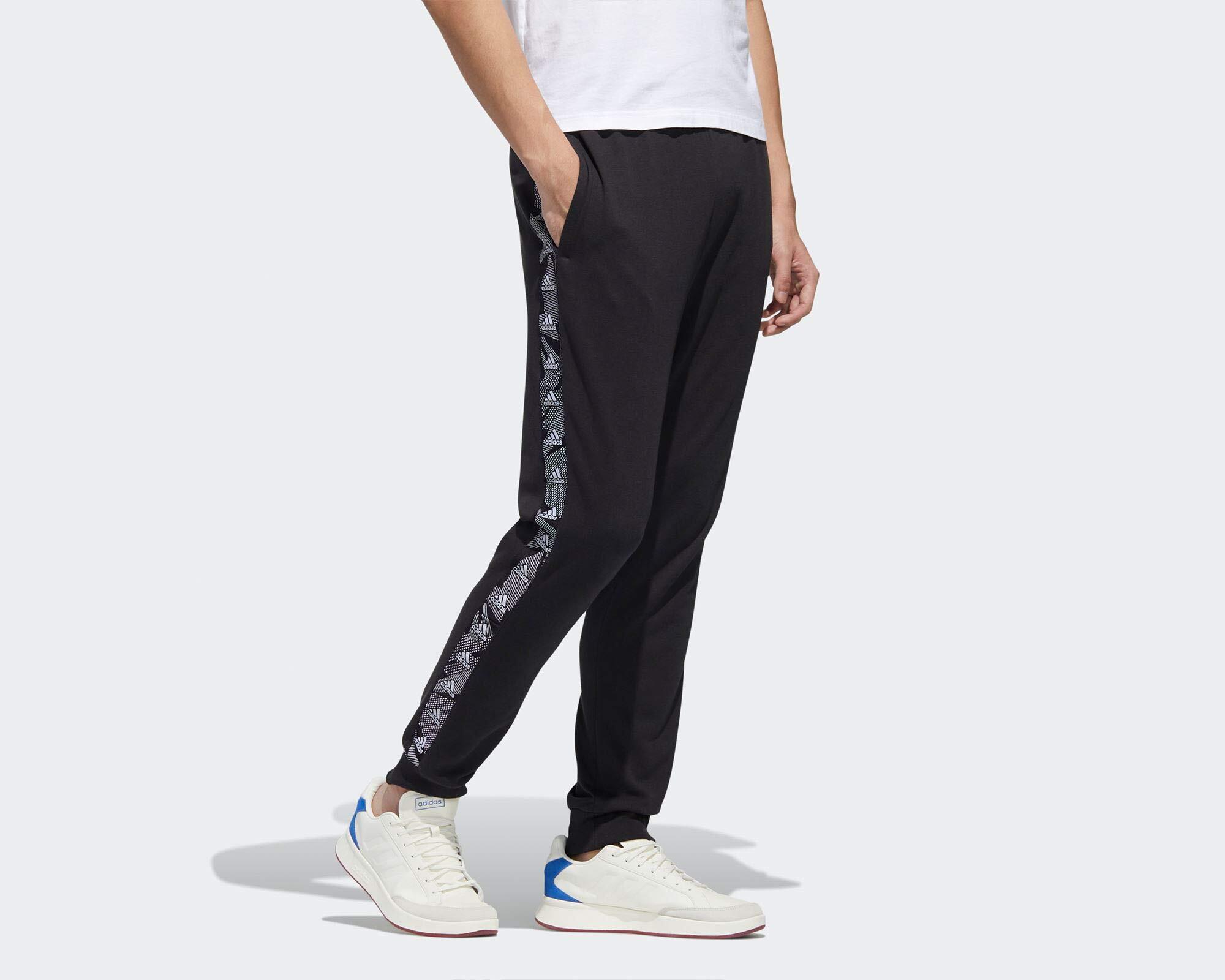 Adidas Heren Sportbroek Regular Fit Zwart/Wit L 4/4