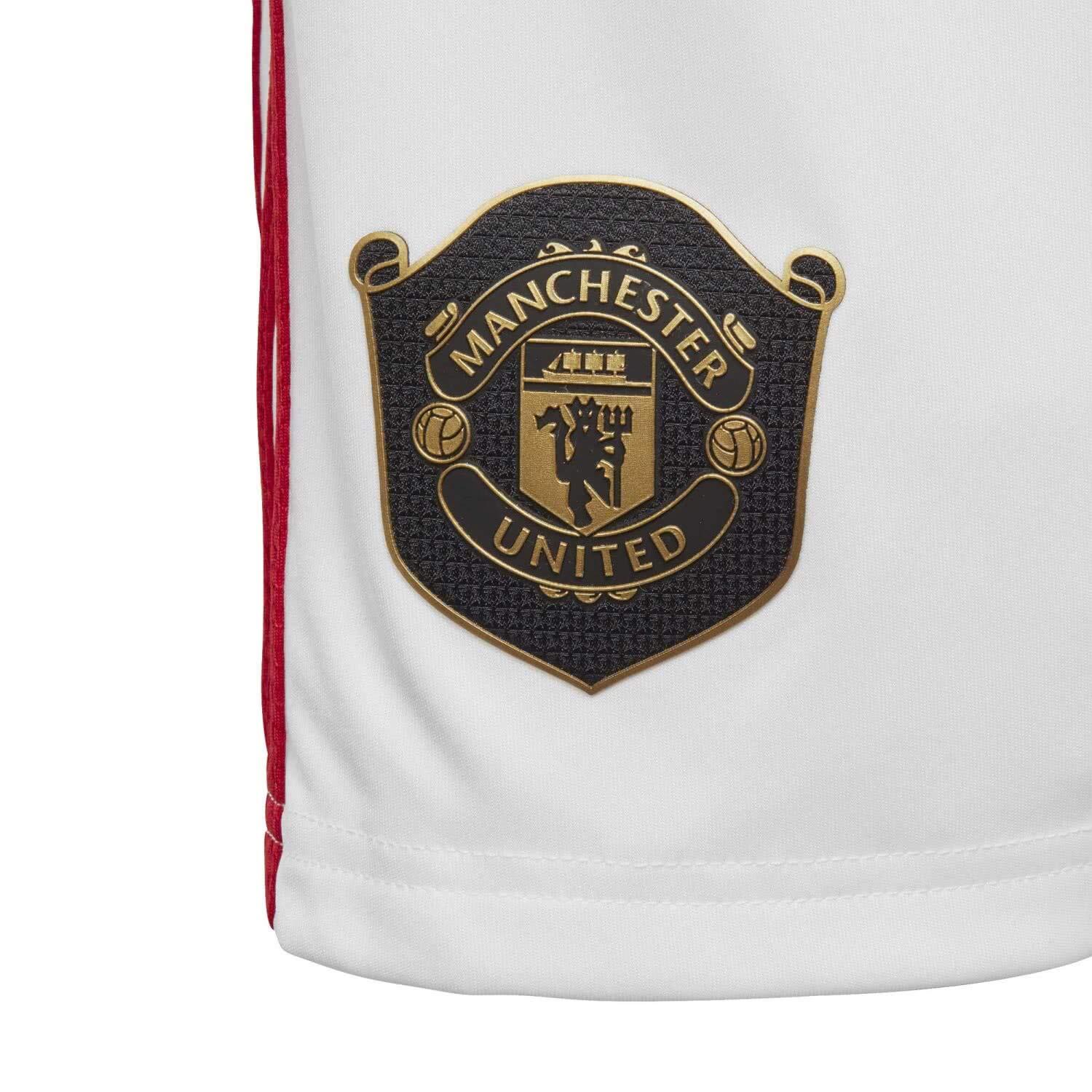 Pantaloncini Unisex Bambini Adidas Manchester United Home, Bianco, Taglia 13-14 3/5
