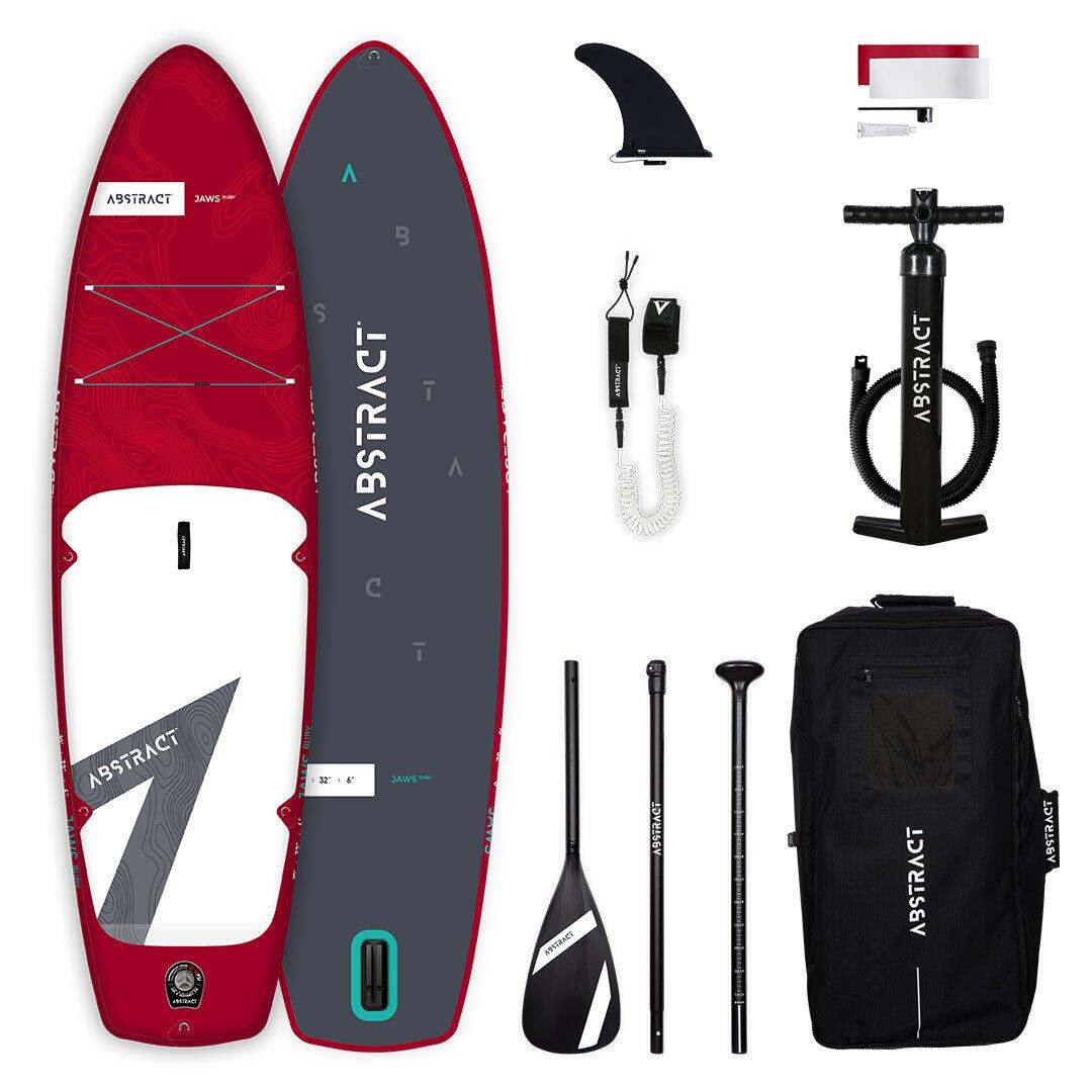 Abstract - Pack Stand Up Paddle Gonflable  10'(jusqu'à 135kg) -jaws Ruby 10' - Planche De Stand Up Paddle - Rouge - Decathlon