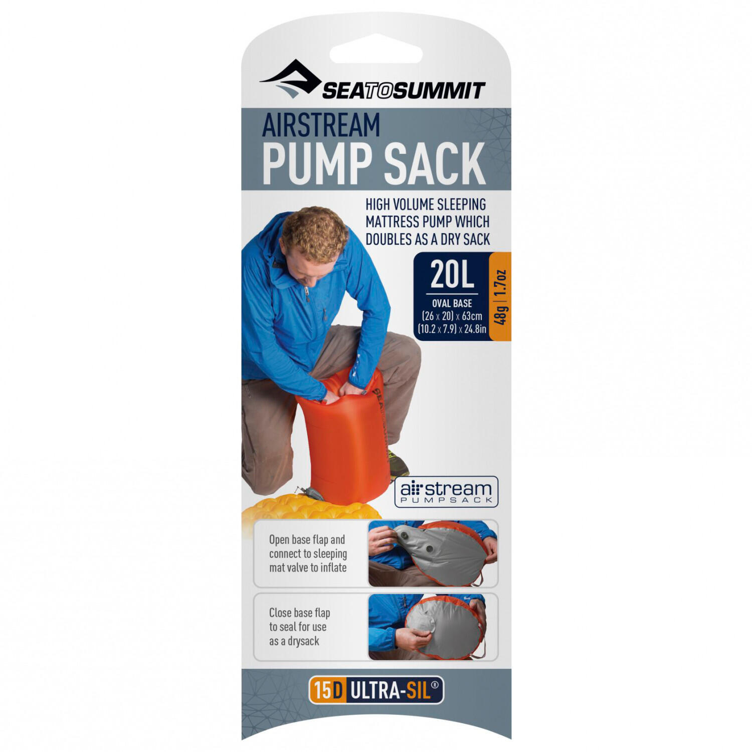 Sea to Summit Air Stream Pump Sack – sacca‑pompa 35L ultraleggera 3/4