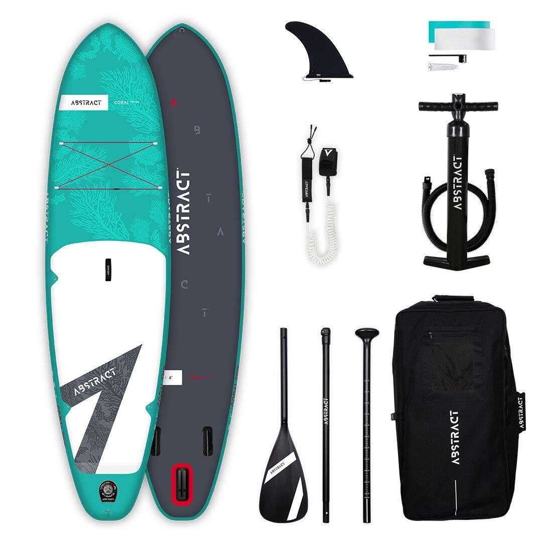 Abstract - Pack Stand Up Paddle Gonflable  10'6(jusqu'à 135kg) - Coral Topaze 10'6 - Planche De Stand Up Paddle - Bleu - 323 Mm - Decathlon