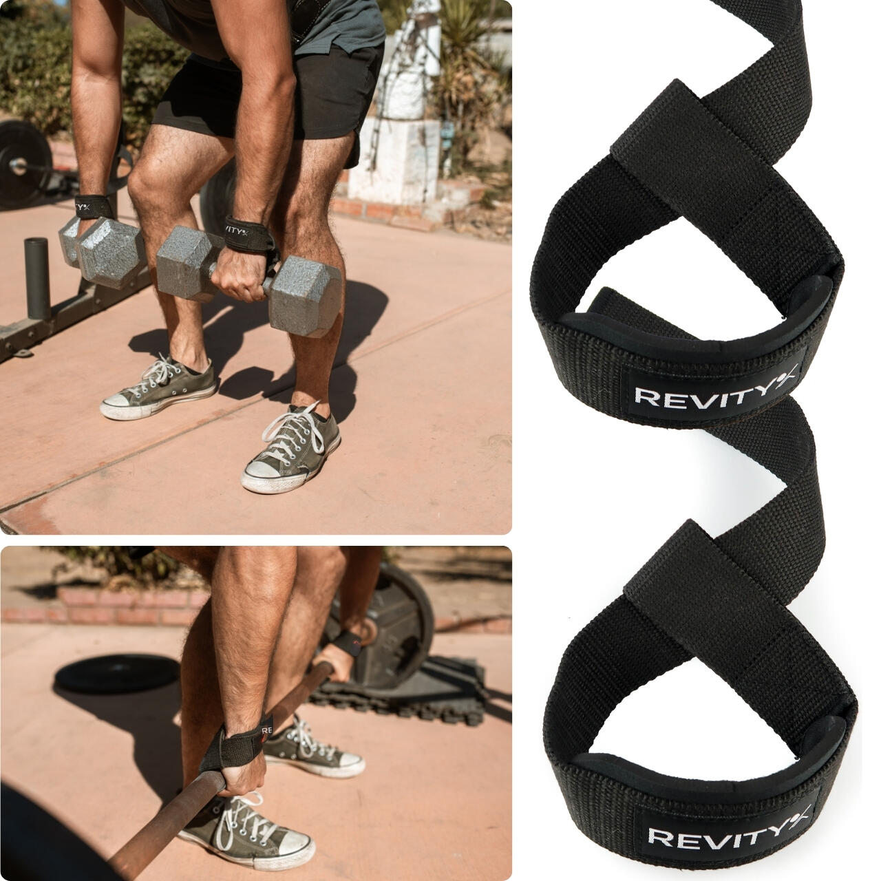 Sangles de tirage musculation pour deadlift/barre, améliorent la prise x2 Revity 7/7