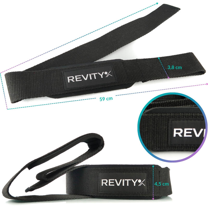 Bande pentru deadlift de antrenament prindere sigură, 2 buc, Revity