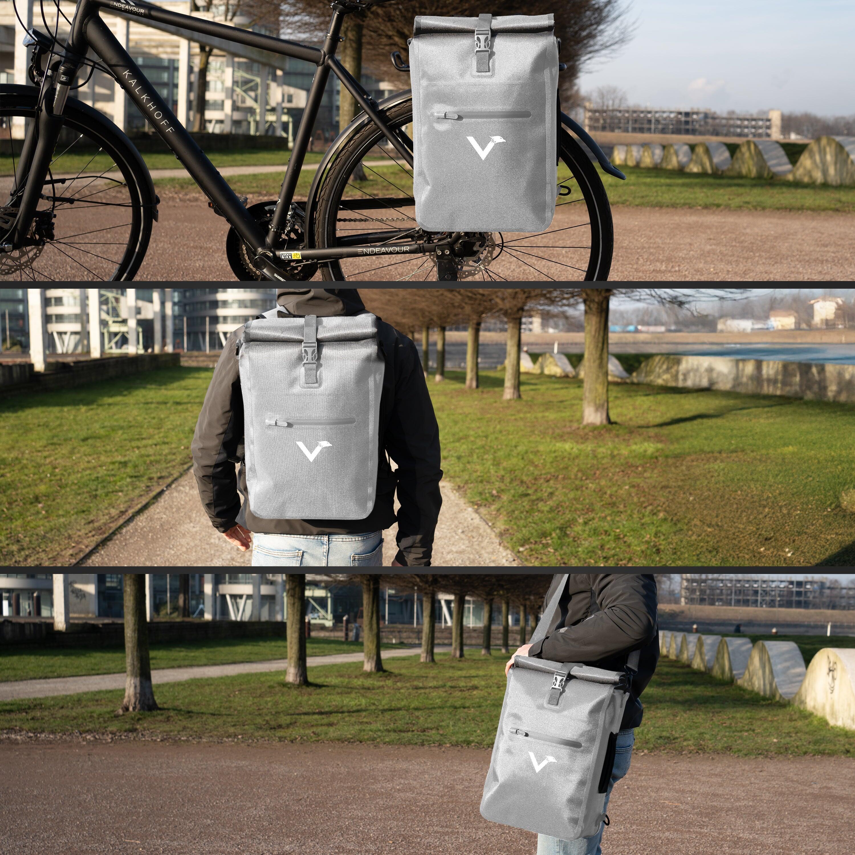 Fahrradtasche Wasserdichte 3in1 Gepäckträgertasche & Rucksack 23L - ValkOne 5/8