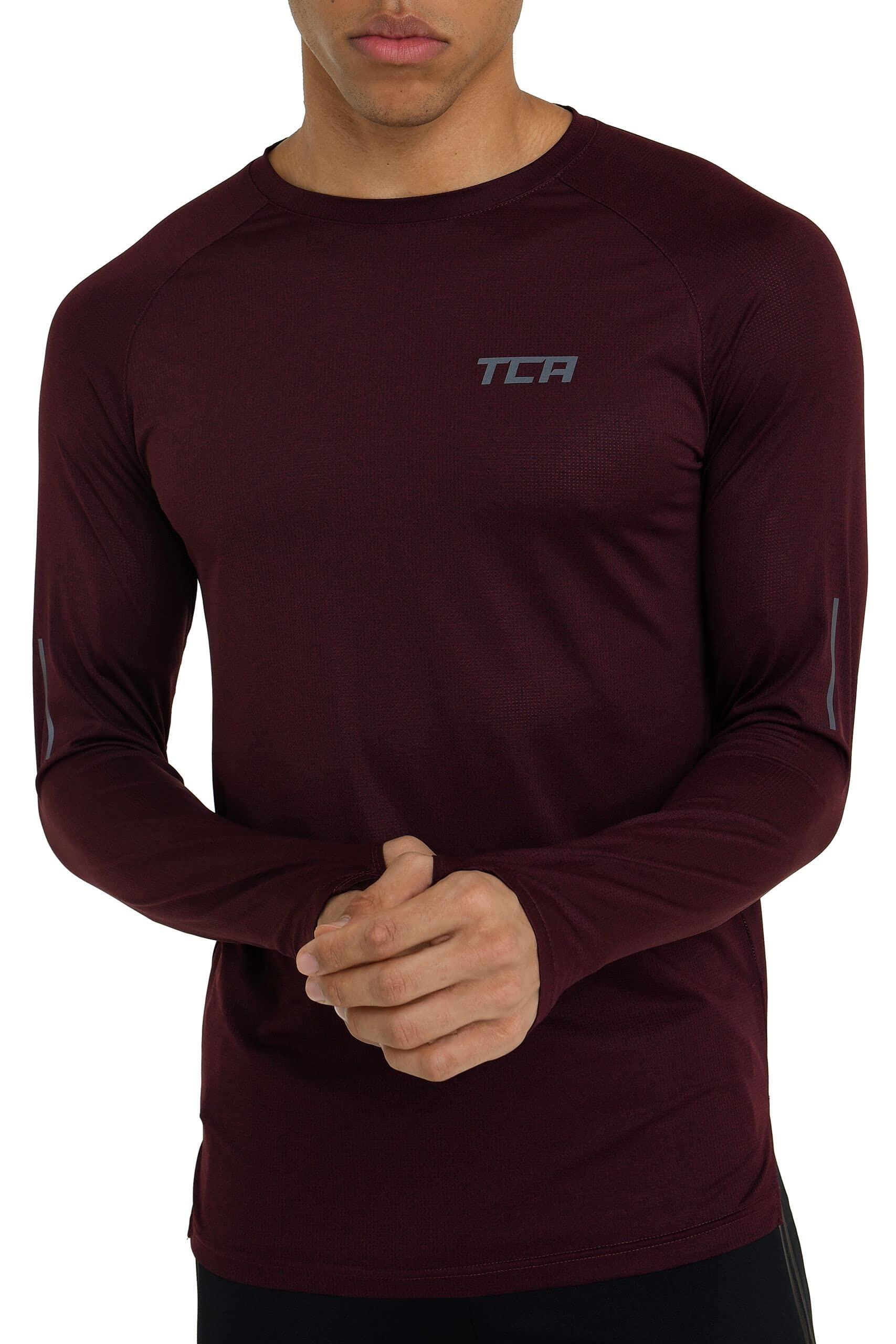 TCA Men's Sonic Long Sleeve Running T-Shirt - Ember Red