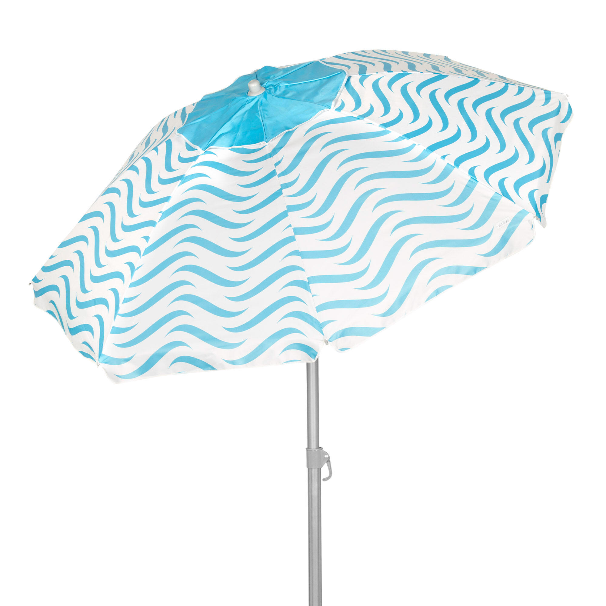 Aktive - Parasol De Plage Coupe-vent 8 Baleines 200 Cm Vagues Plage - Parasol - Bleu - Taille Unique - Decathlon