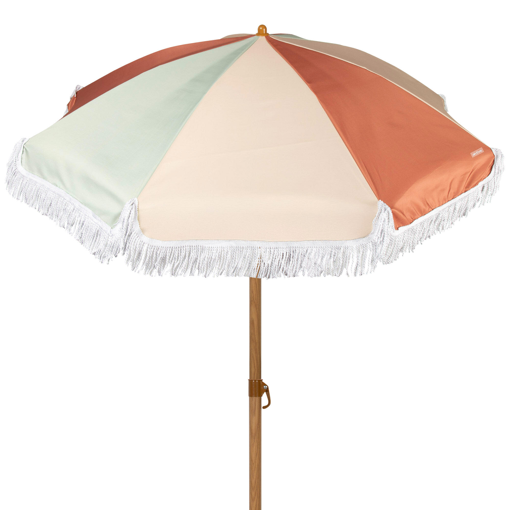 Aktive guarda-sol de praia de 8 nervuras, 200 cm, multicolorido com franjas