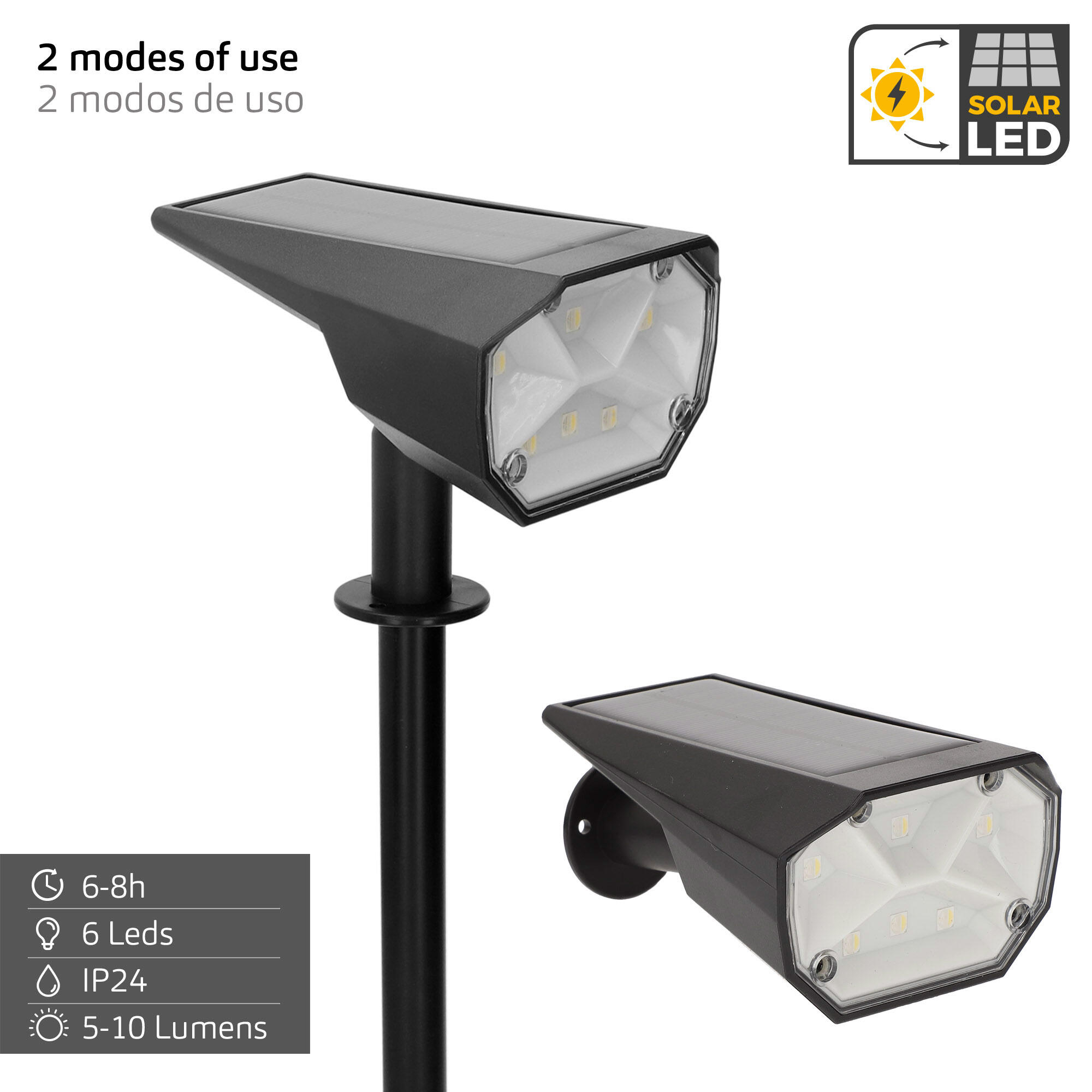 Aktive Conjunto de 6 balizas solares LED, luz fixa e colorida, 5-10 lúmens 3/7