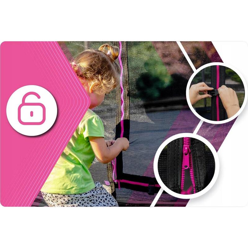 Trampolina ogrodowa dla dzieci z siatką THUNDER INSIDE-ULTRA 14ft 427cm Pink
