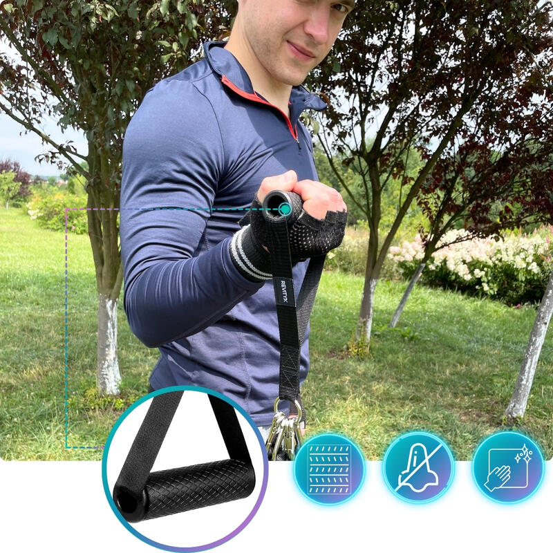 Mânere din cauciuc cu carabiniere pentru Power Bands/scripete Revity, 2 buc