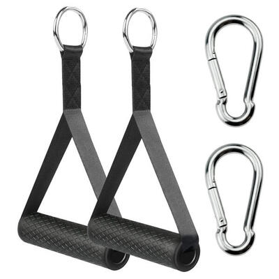 Griffe für Fitnessbänder, Widerstandsbänder, Krafttraining, Set 2 mit Karabinern