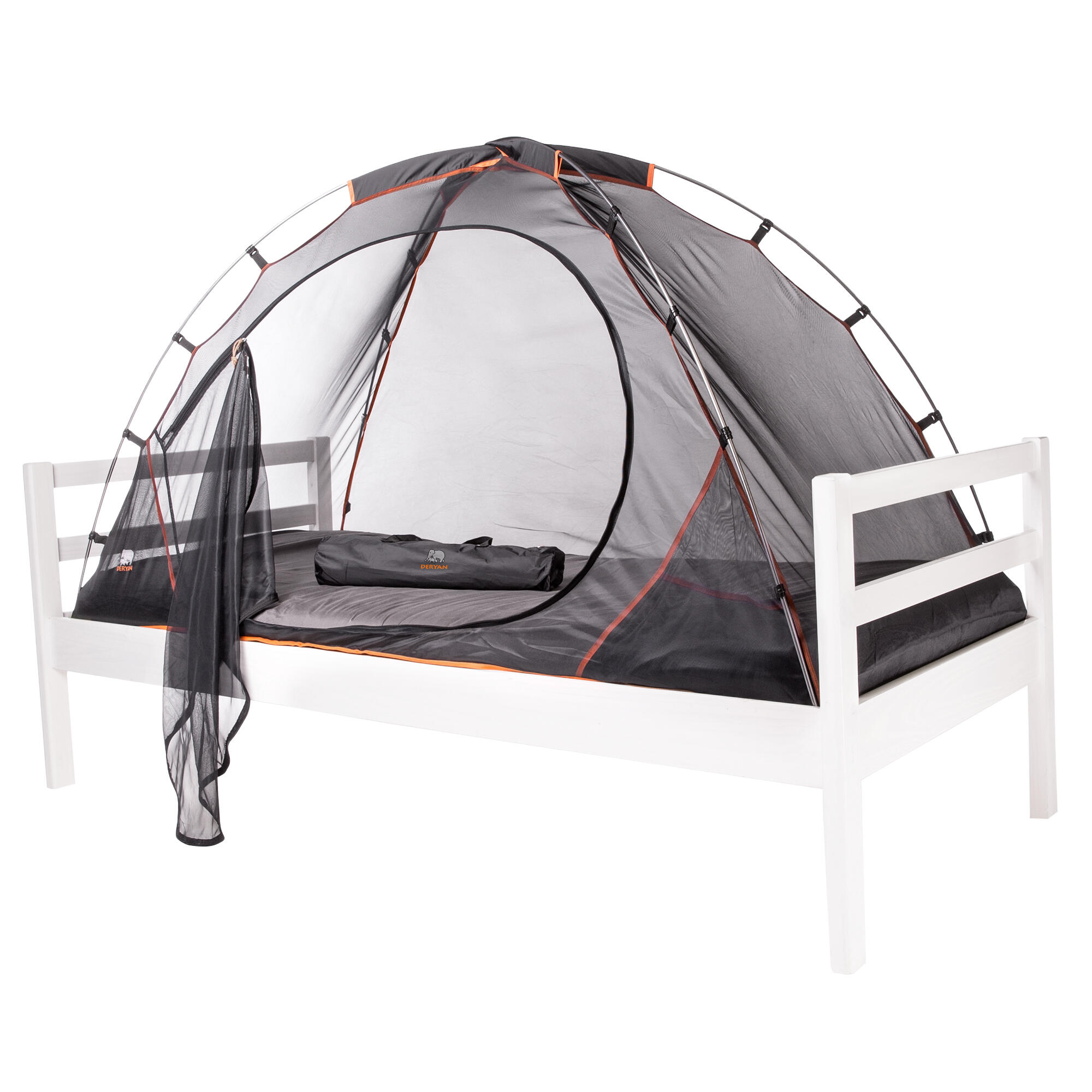 Deryan - Bed Tent Moustiquaire - 200x90cm - Noir - Poteaux Aluminium - Moustiquaire - Noir - Taille Unique - Decathlon