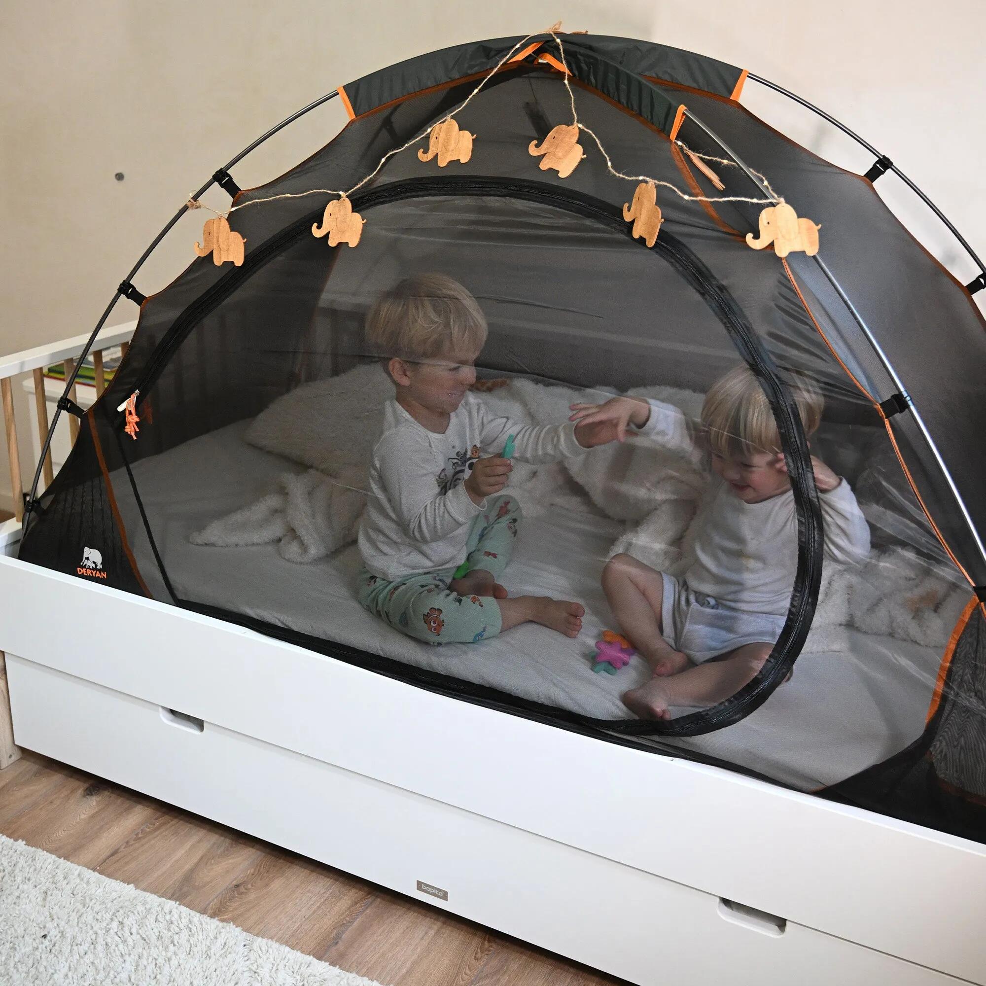 Tienda de cama con mosquitera - 200x90 cm - Varillas de aluminio - Negro 4/7