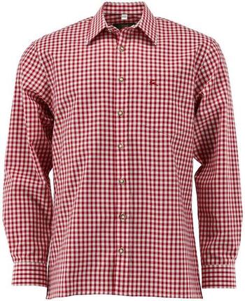 OS Trachten® Trachtenhemd für Oktoberfest Herren rot kariert oliv Regular Fit