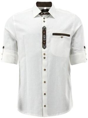 OS Trachten® Trachtenhemd "Zierteile" weiß unifarmen Oefele Herren Oktoberfest