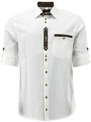 OS Trachten® Trachtenhemd "Zierteile" weiß unifarmen Oefele Herren Oktoberfest