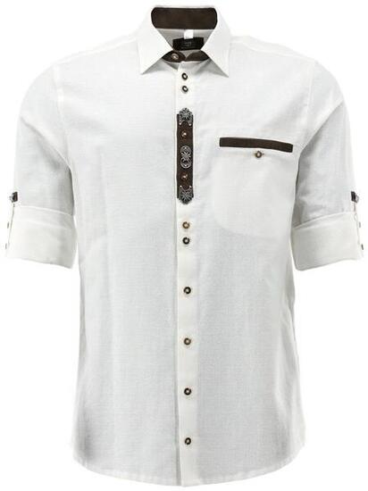 OS Trachten® Trachtenhemd "Zierteile" weiß unifarmen Oefele Herren Oktoberfest