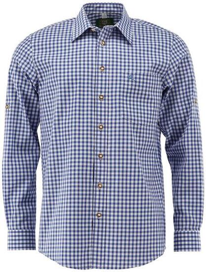 OS Trachten® Trachtenhemd für Oktoberfest Herren rot kariert oliv Regular Fit