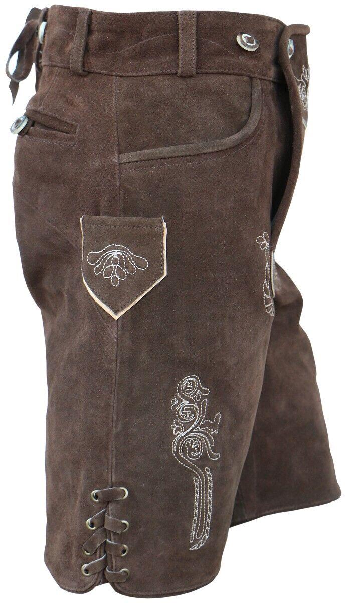 La Chasse® Trachten-Lederhose "Wörgl" mit Stickerei und Hosenträger kurz Oefele 3/6