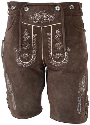 La Chasse® Trachten-Lederhose "Wörgl" mit Stickerei und Hosenträger kurz Oefele
