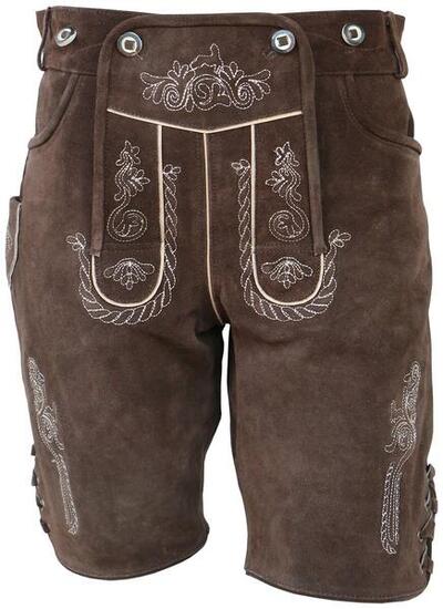 La Chasse® Trachten-Lederhose "Wörgl" mit Stickerei und Hosenträger kurz Oefele
