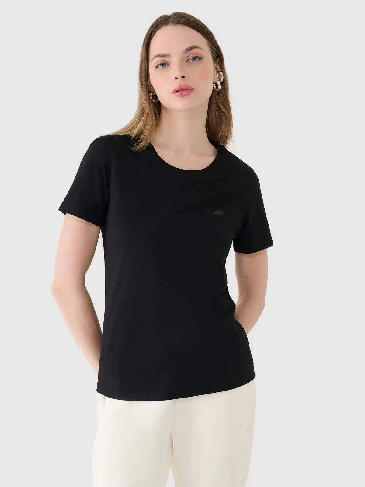 T-shirt Unie Coupe Classique pour Femme 1/4