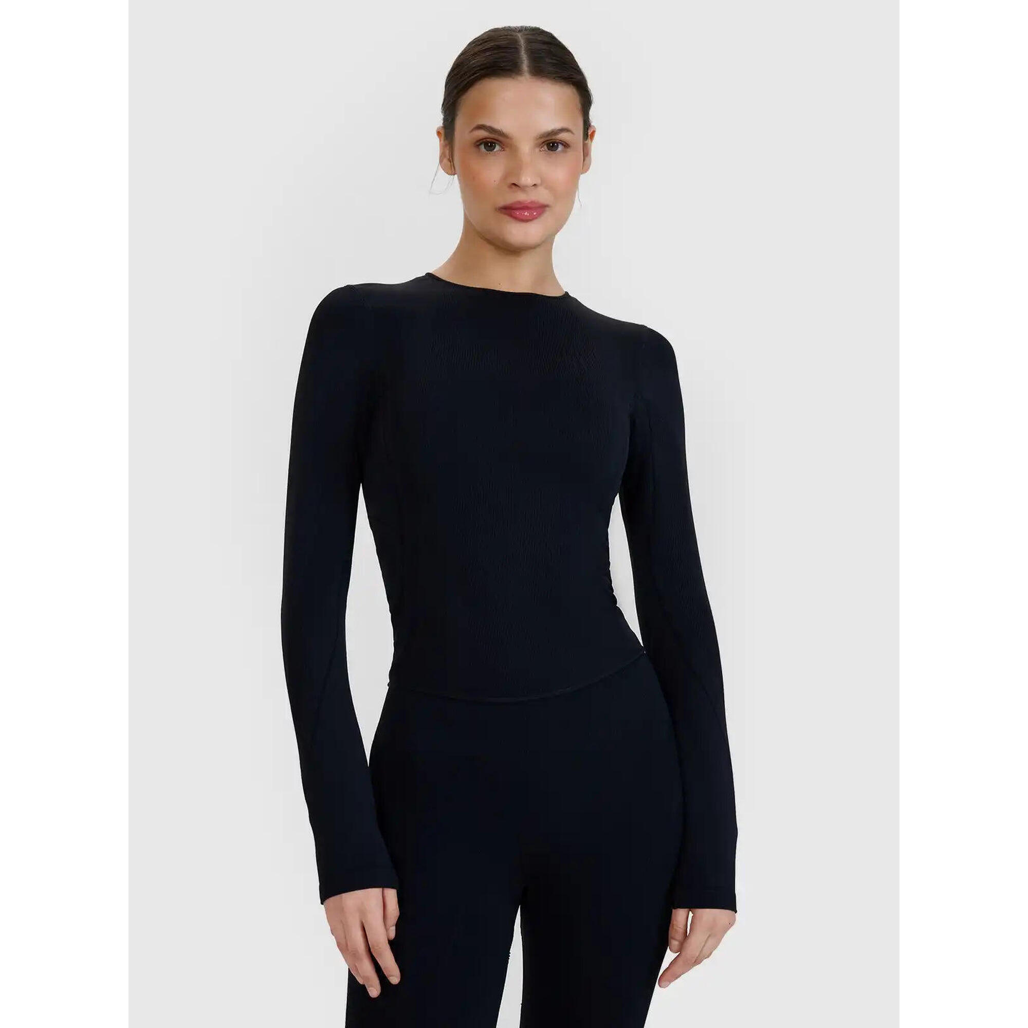 4f - Haut À Manches Longues Pour Le Yoga Avec Découpe Au Dos Pour Femme - Chemise Manches Longues - Noir - 42 M/l - Decathlon