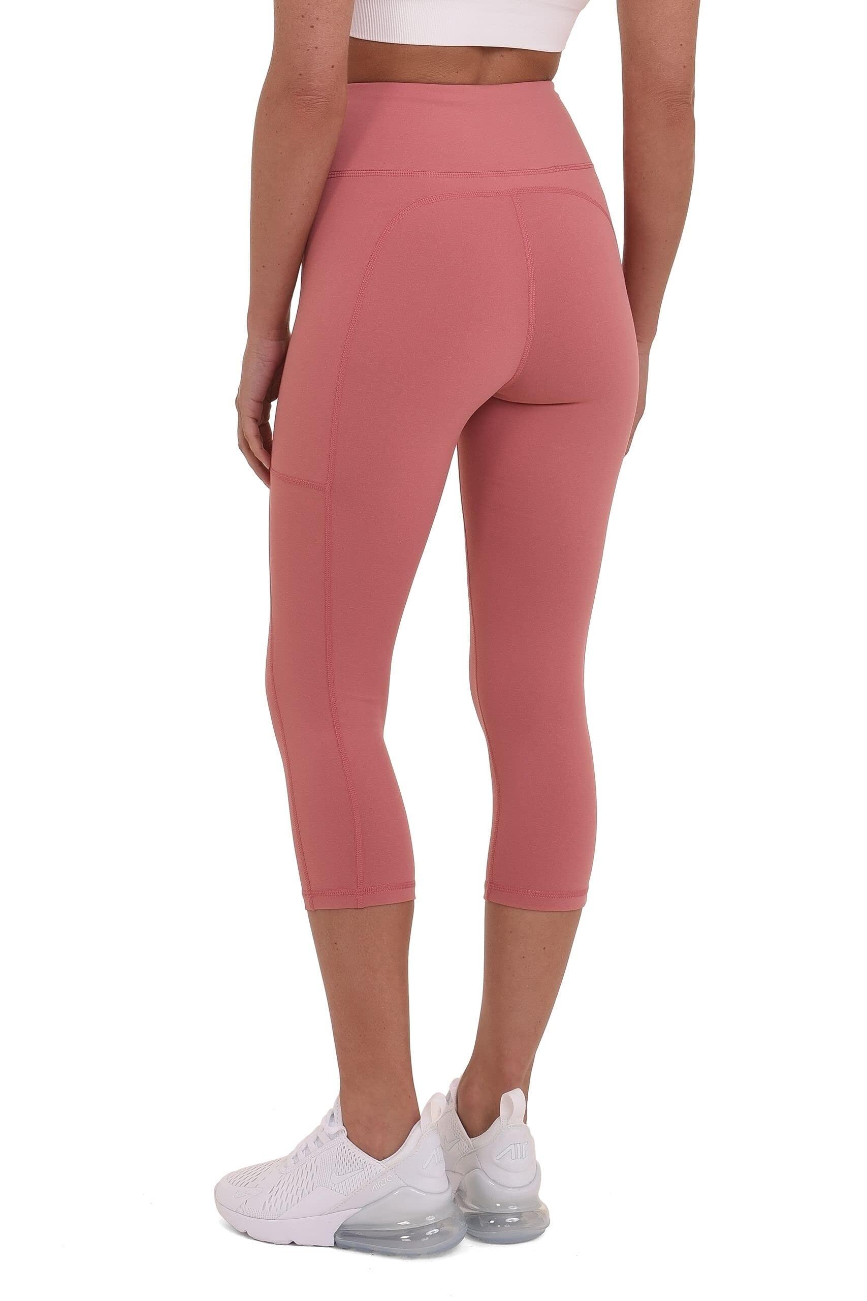 TCA Women's Equilibrium Capri Leggings with Side Pocket - Dusty Rose/Redwood