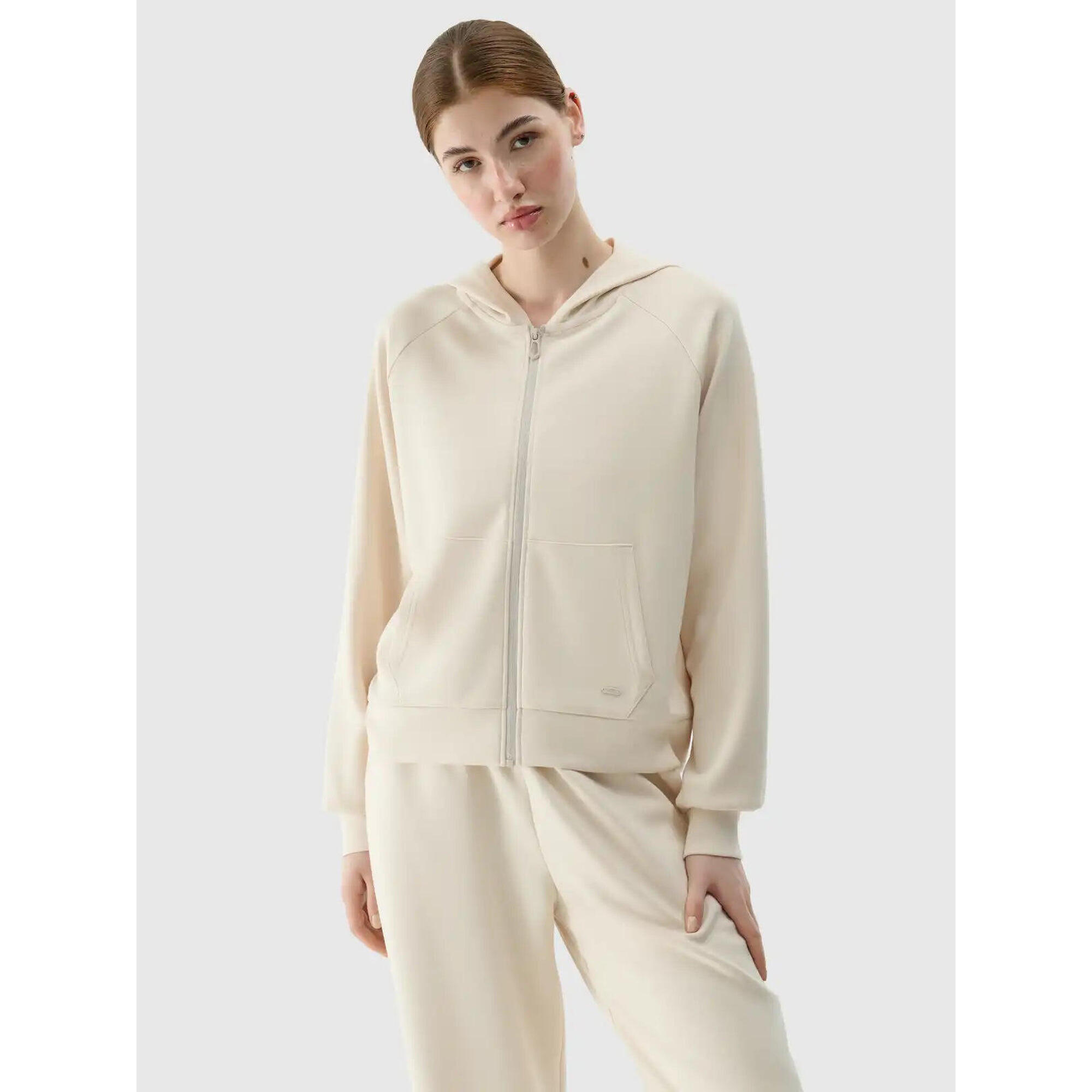 4f - Sweat-shirt Zippé Pour Femme En Modal - Veste - Beige - 40 M - Decathlon