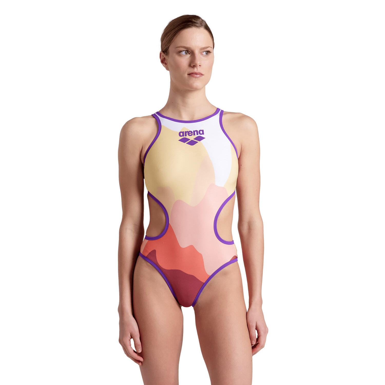 Arena - Maillot De Bain Une-pièce Femme - One Morning Light Tech Back - Maillot De Bain 1 Pièce - Rose|violet - 40 M - Decathlon