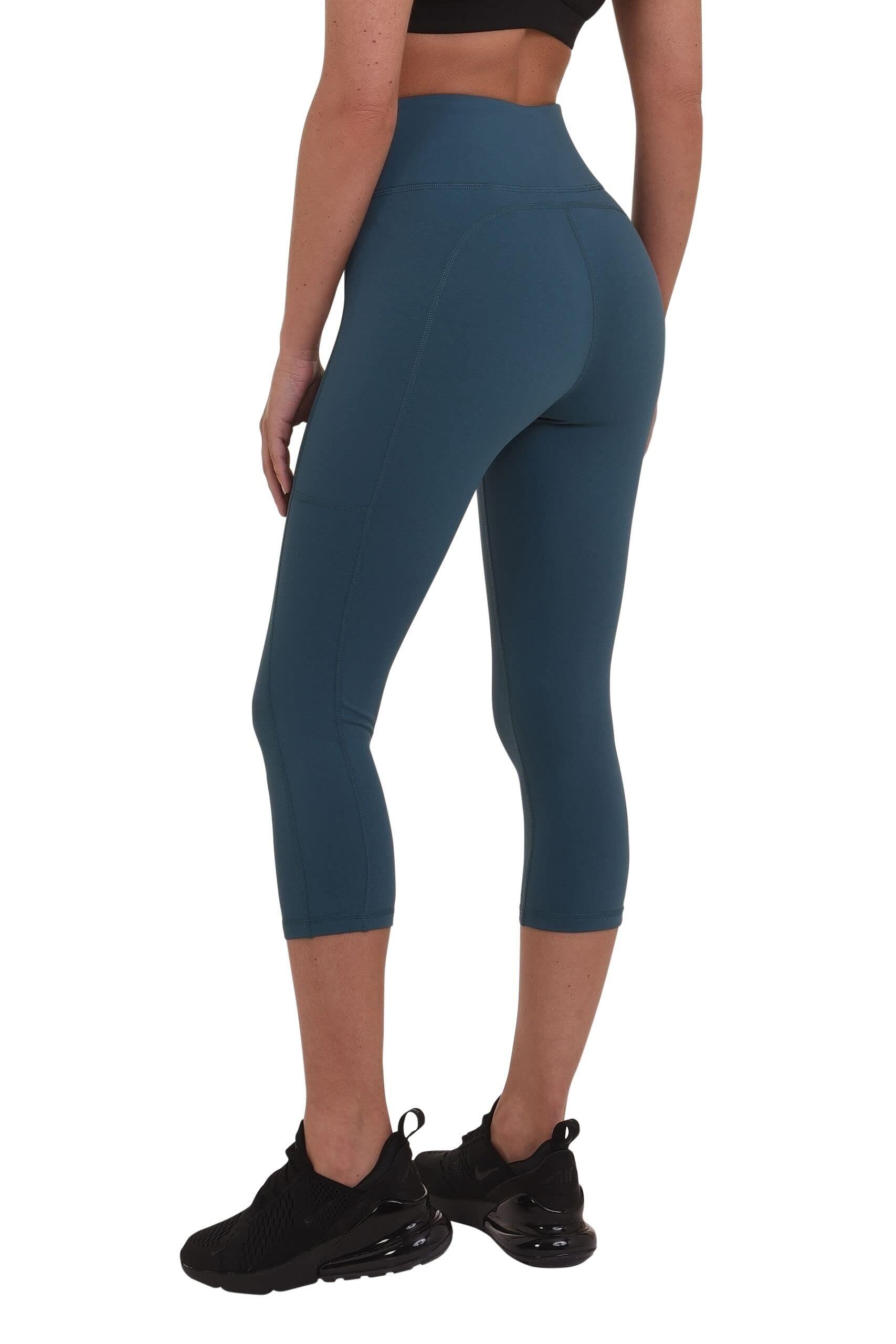 TCA Women's Equilibrium Capri Leggings with Side Pocket - Atlantic Deep