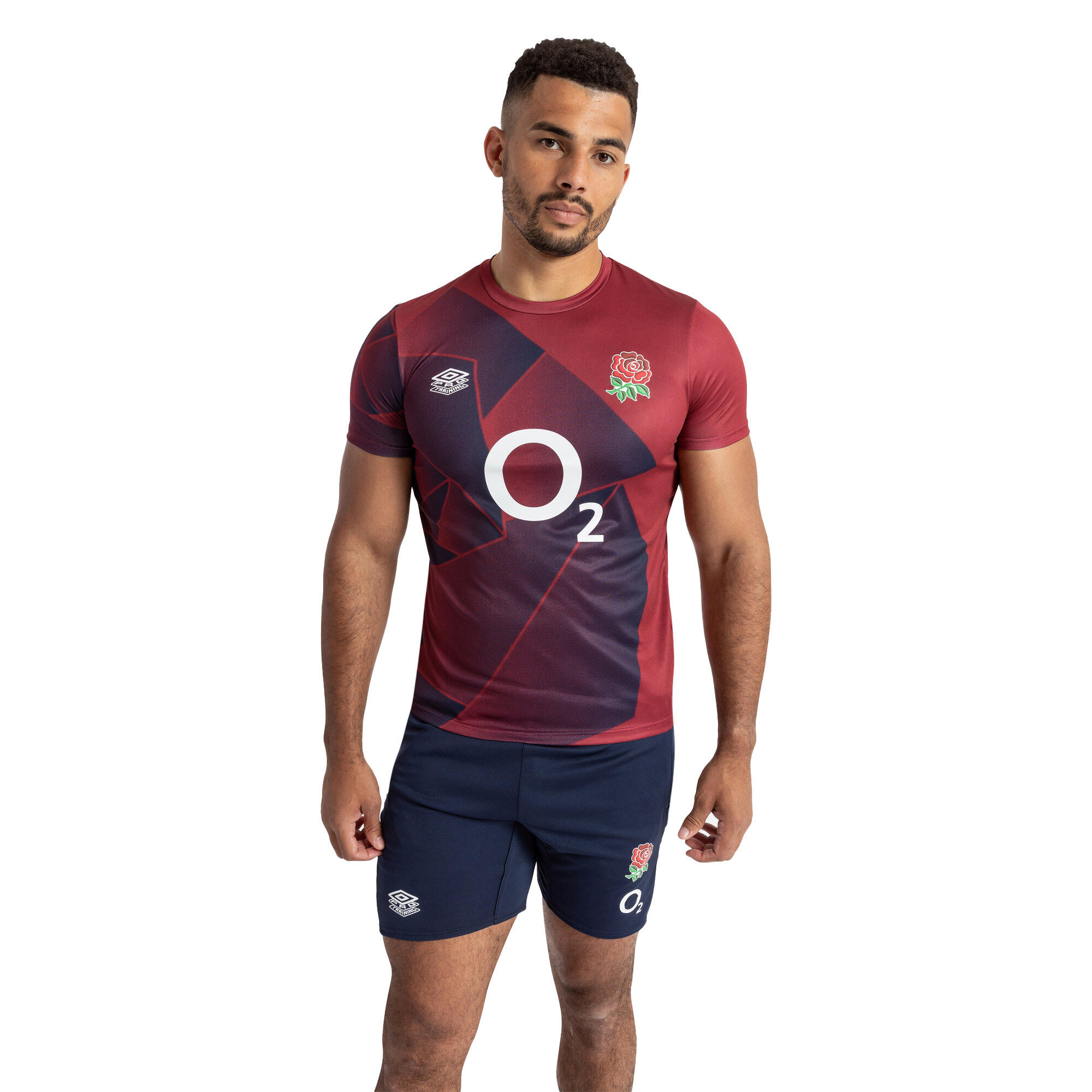 Childrens/Kids 23/24 England Rugby Warm Up Jersey (Tibetan Red/Navy Blazer) 4/4