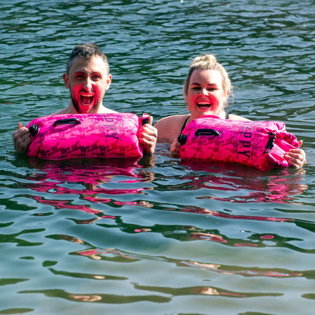 Tow Float | Open Water Swim Buoy | Dry Bag Pink Camo 28 Litres 5/7