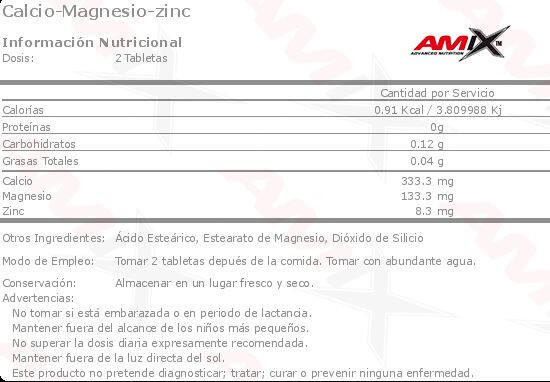 Calcium + Magnesium + Zink - 100 Tabletten Amix Nutrition 2/6