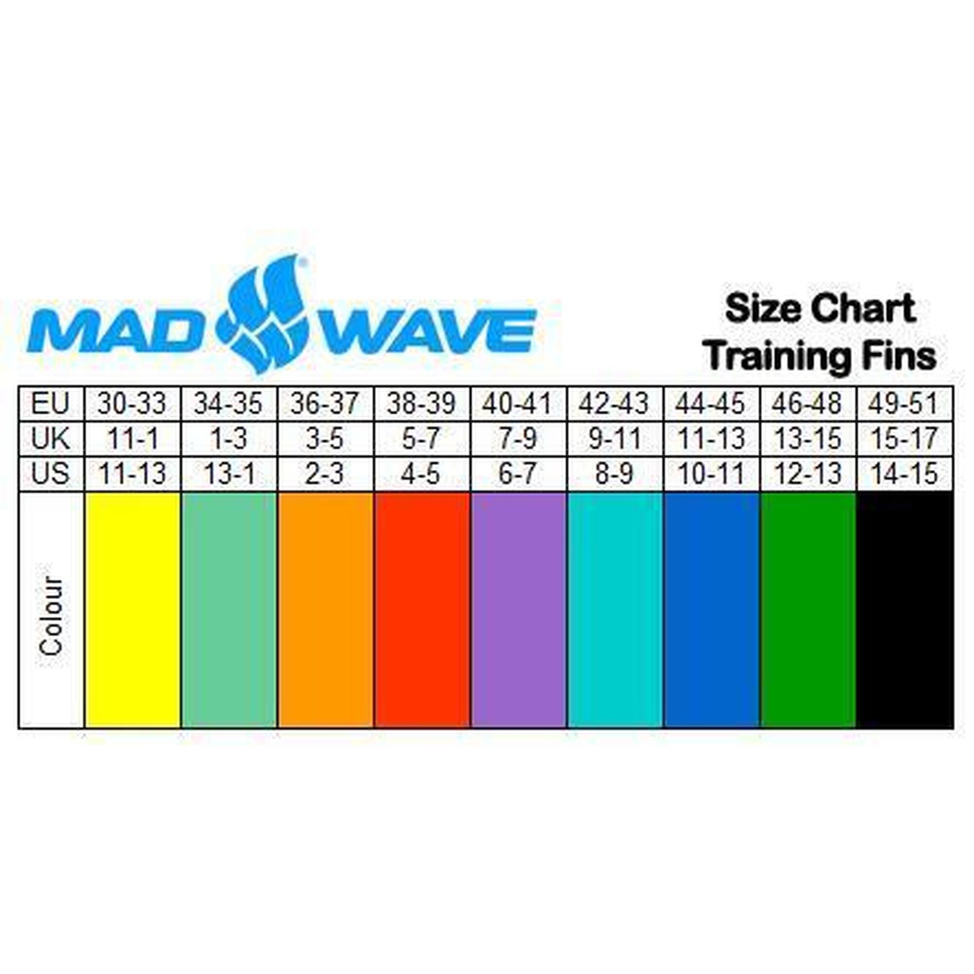 Palmes de natation Mad Wave - Lame longue - Taille 22-23 (Kaki)