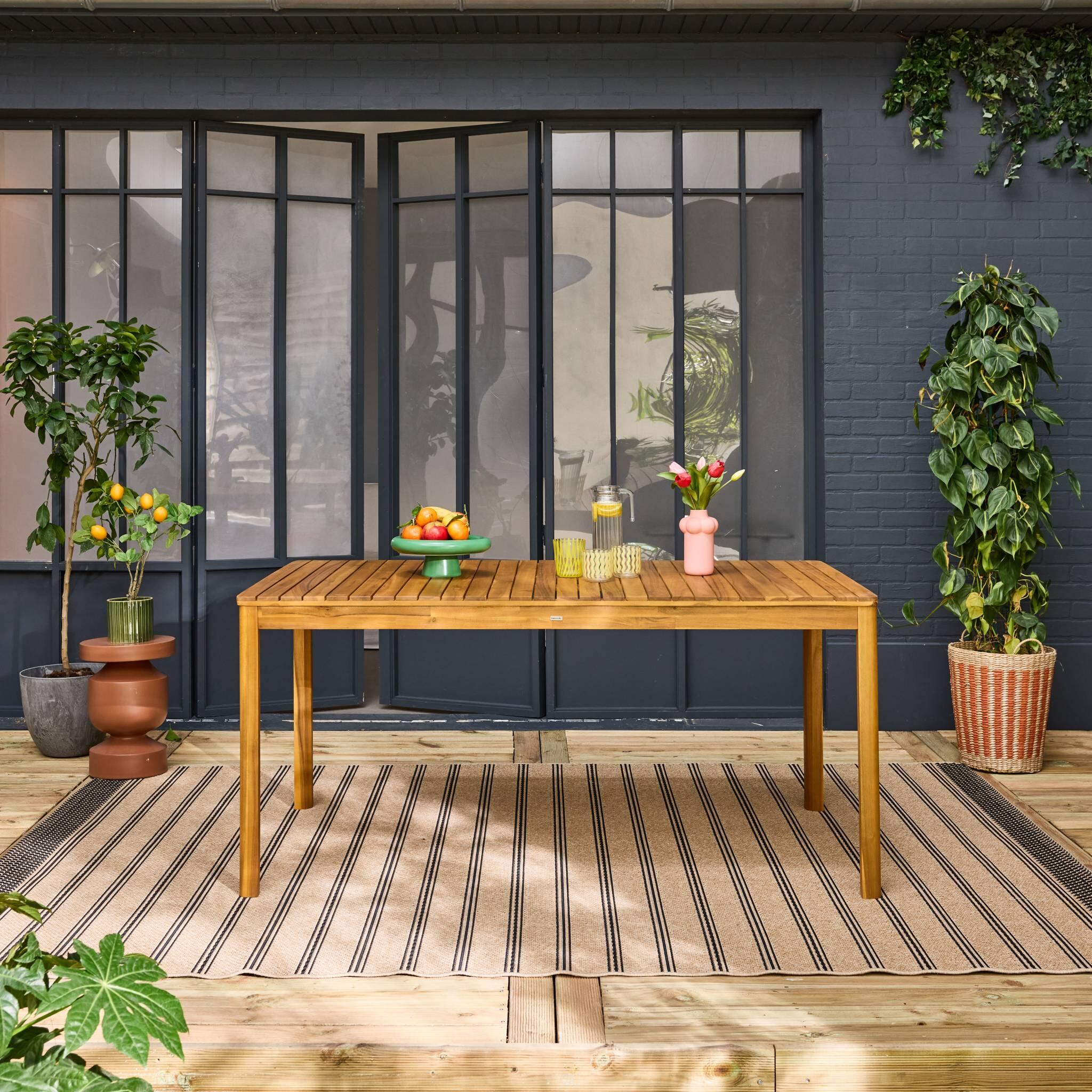 Mesa de jardín de acacia con esquinas redondeadas, 8 plazas, Natural 2/6