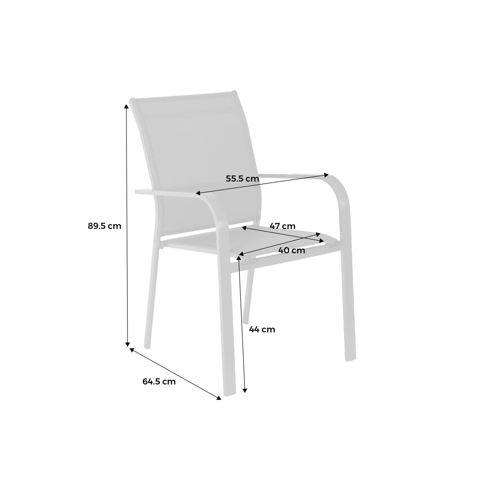 Silla de jardín apilable de aluminio y textileno, set de 2, Antracita 6/6